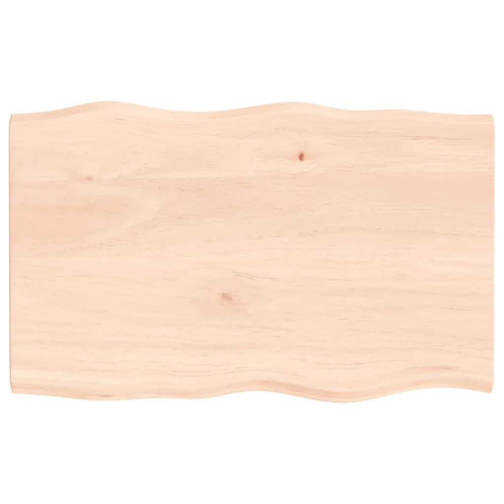 Solid Oak Live Edge Tabletop 80x50x2 cm Untreated Wood