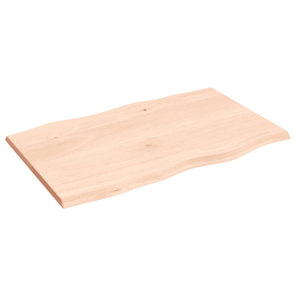 Solid Oak Live Edge Tabletop 80x50x2 cm Untreated Wood