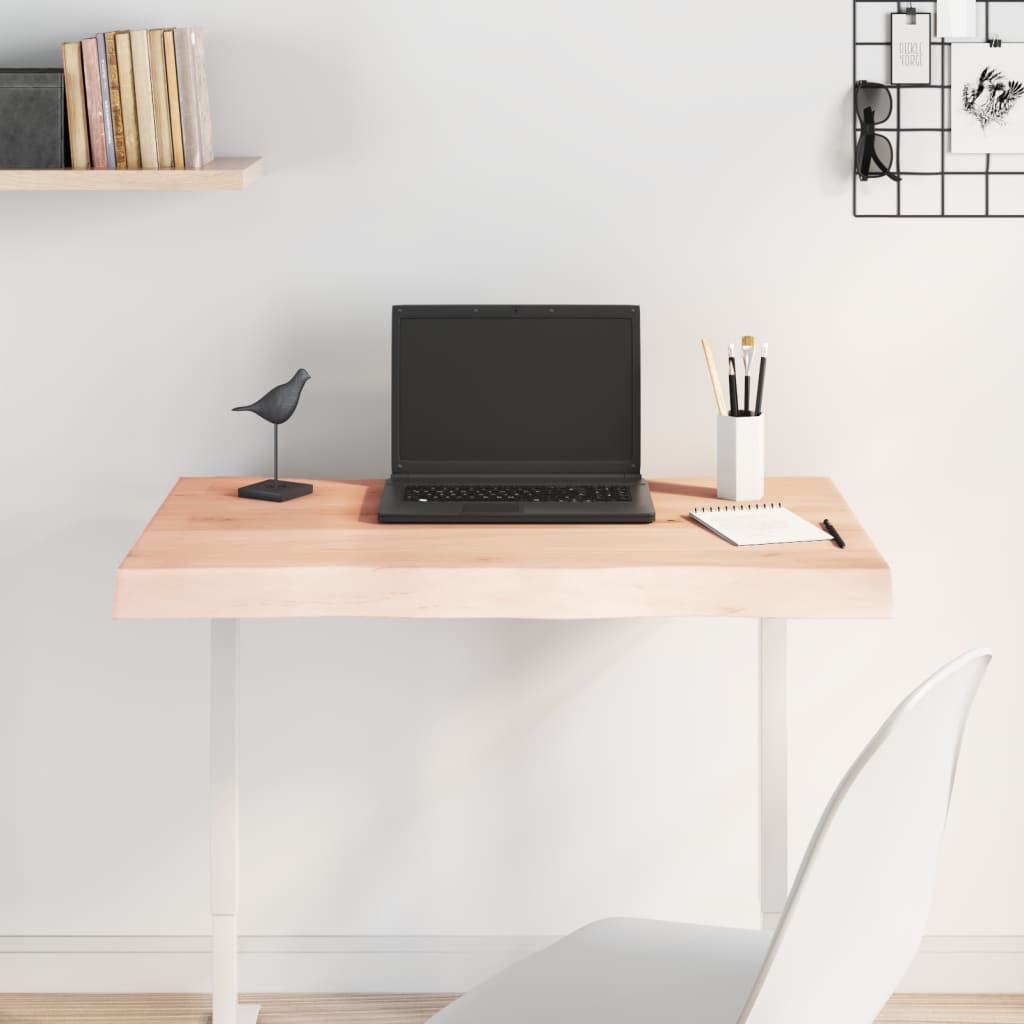 Untreated Solid Wood Live Edge Table Top 80x50x(2-6) cm