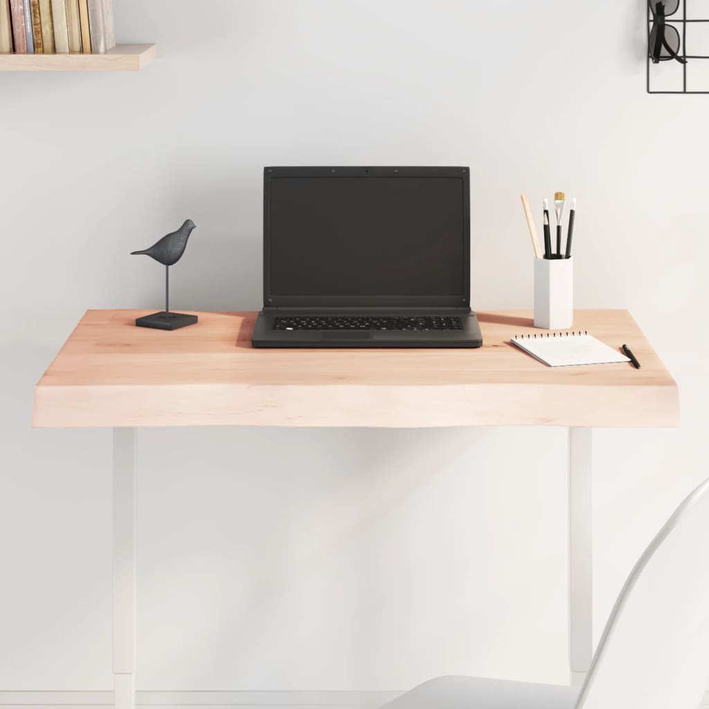Untreated Solid Wood Live Edge Table Top 80x50x(2-6) cm
