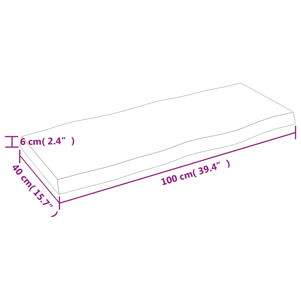 Solid Wood Live Edge Table Top - 100x40 cm, Adjustable Thickness