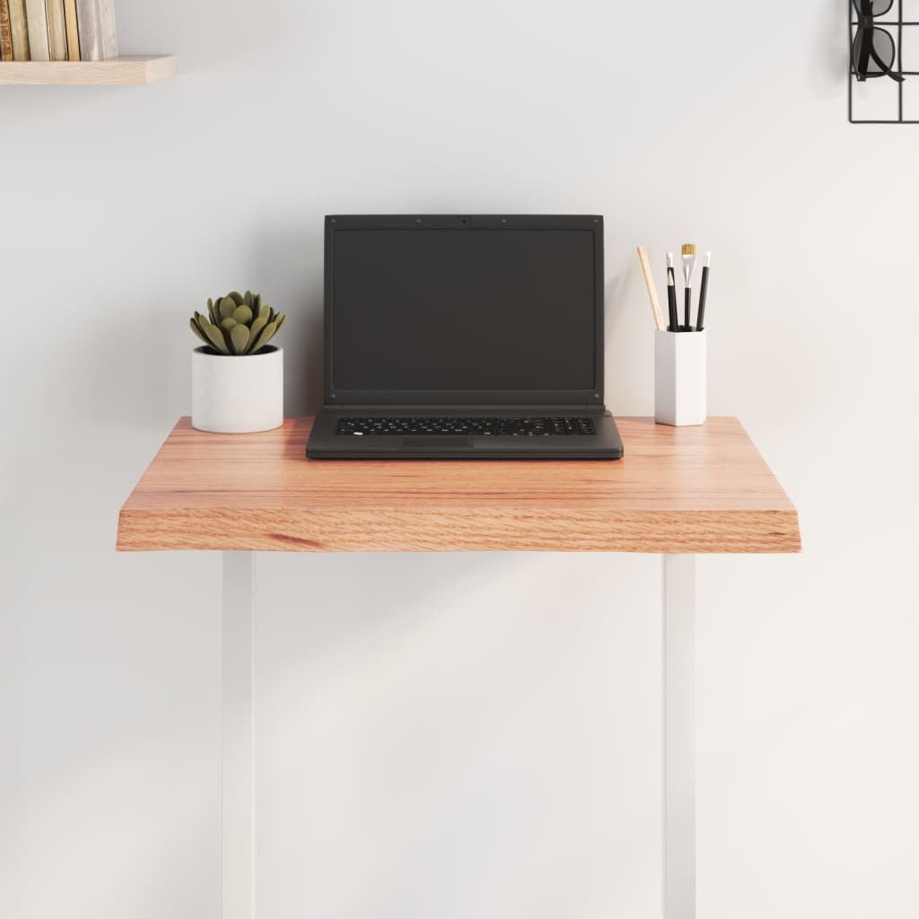 Live Edge Solid Wood Table Top 60x40 cm, Light Brown Finish
