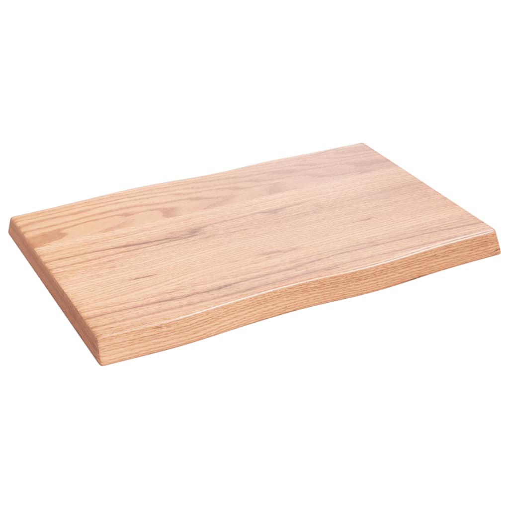 Live Edge Solid Wood Table Top 60x40 cm, Light Brown Finish