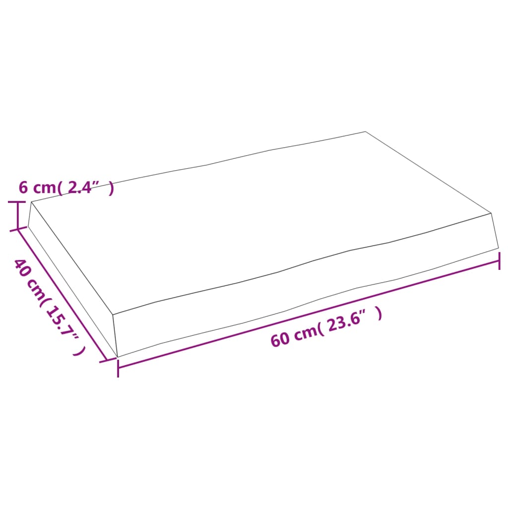 Live Edge Solid Wood Table Top, Light Brown, 60x40x(2-6) cm