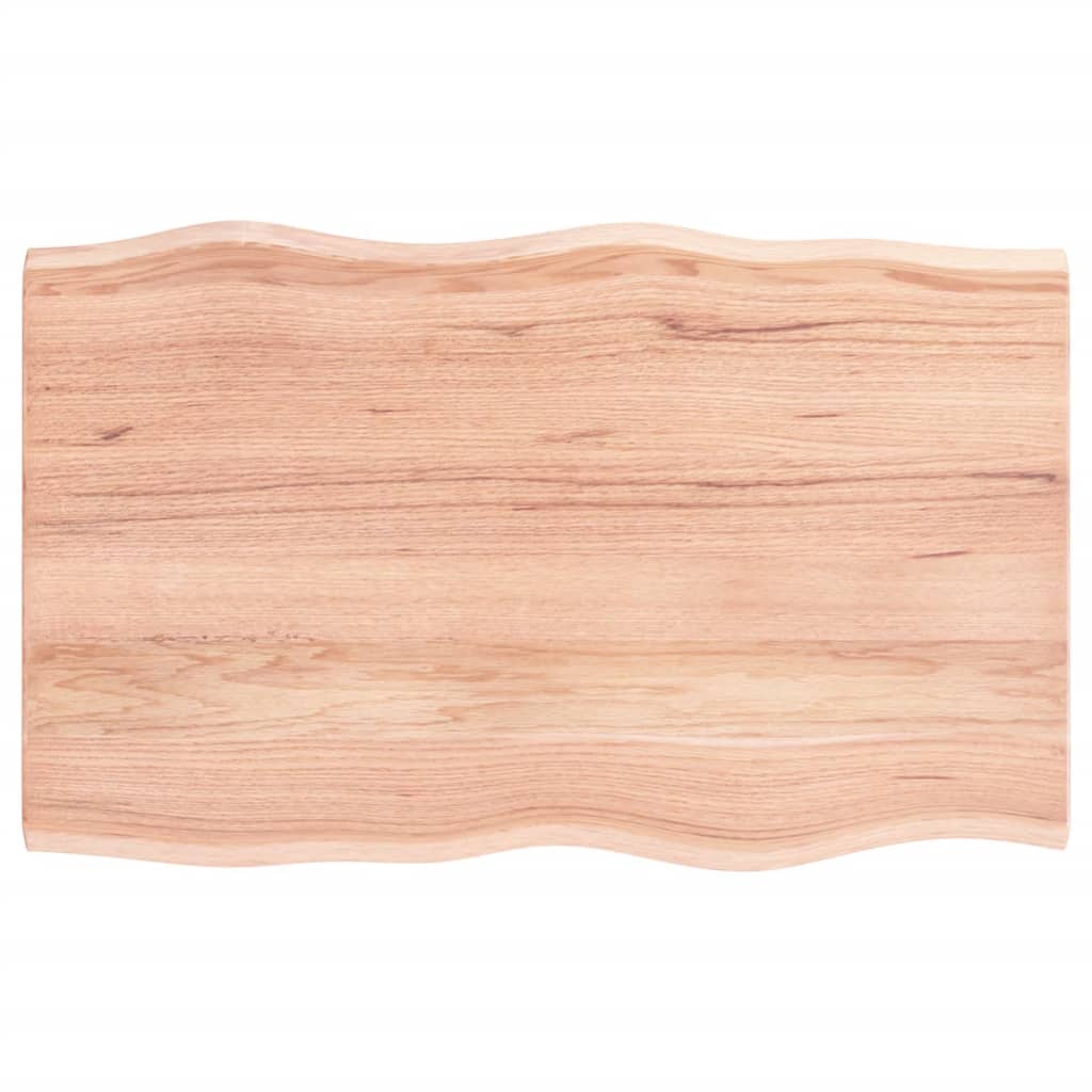 Live Edge Oak Table Top, Light Brown, 80x50x2 cm, Solid Wood
