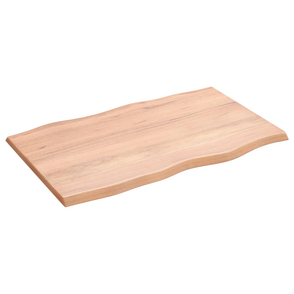Live Edge Oak Table Top, Light Brown, 80x50x2 cm, Solid Wood