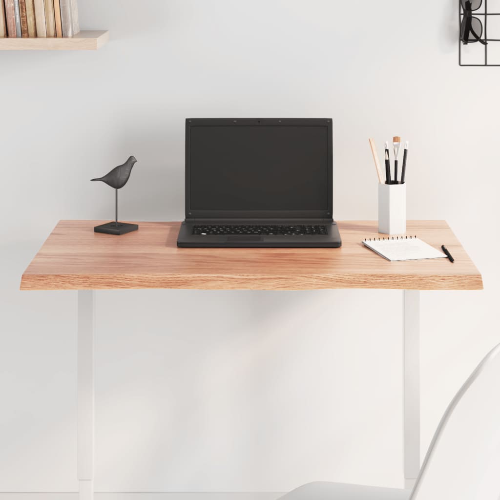 Live Edge Oak Table Top, Light Brown, 80x50x2 cm, Solid Wood