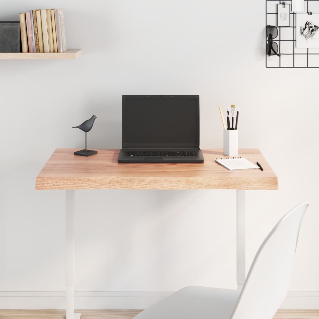 Live Edge Solid Wood Table Top, Light Brown, 80x50 cm