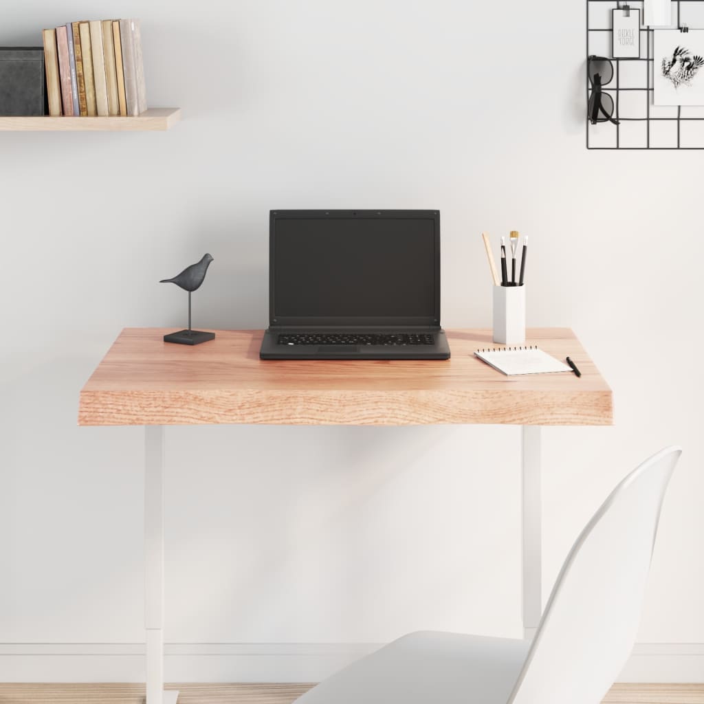 Rustic Live Edge Light Brown Solid Wood Table Top 80x60cm