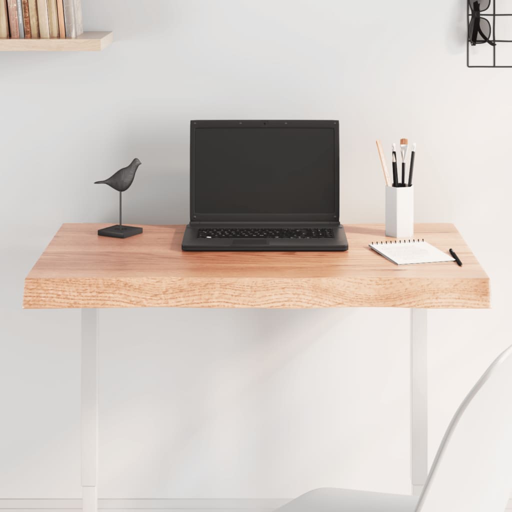 Rustic Live Edge Light Brown Solid Wood Table Top 80x60cm