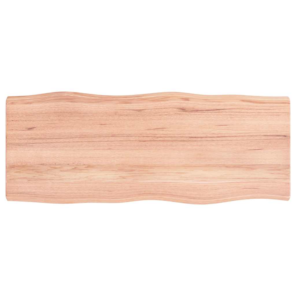 Live Edge Light Brown Treated Solid Wood Tabletop, 100x40cm