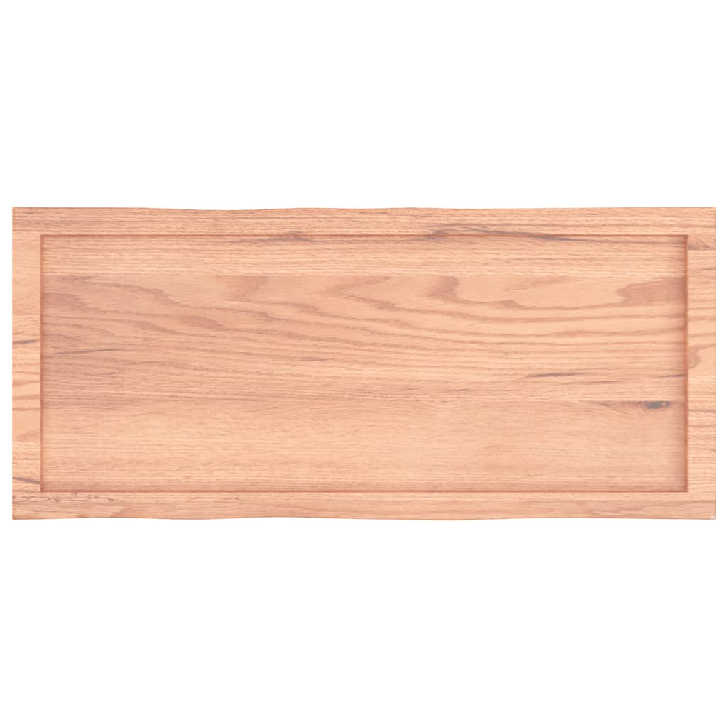 Live Edge Light Brown Treated Solid Wood Tabletop, 100x40cm