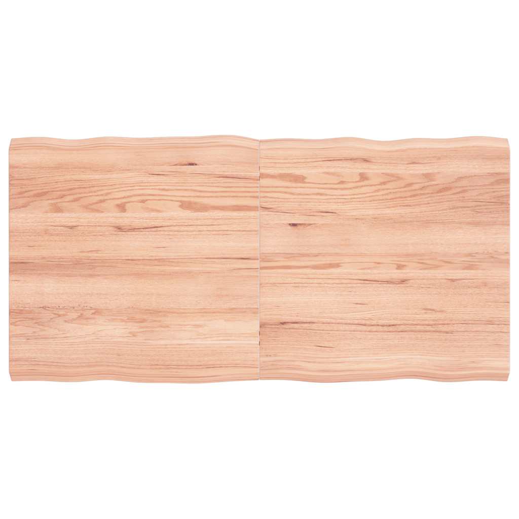 Live Edge Solid Wood Table Top, Light Brown, 120x60cm, Treated Finish
