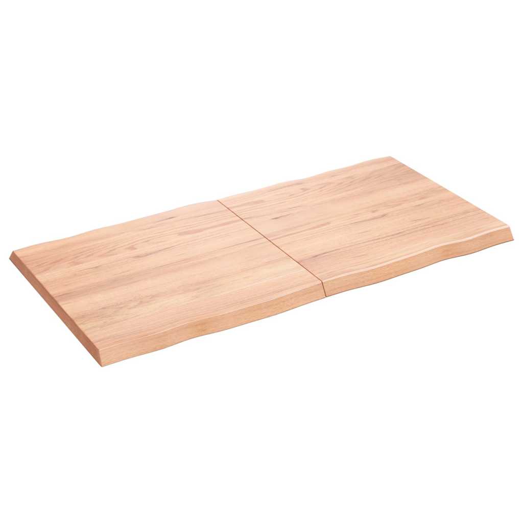 Live Edge Solid Wood Table Top, Light Brown, 120x60cm, Treated Finish