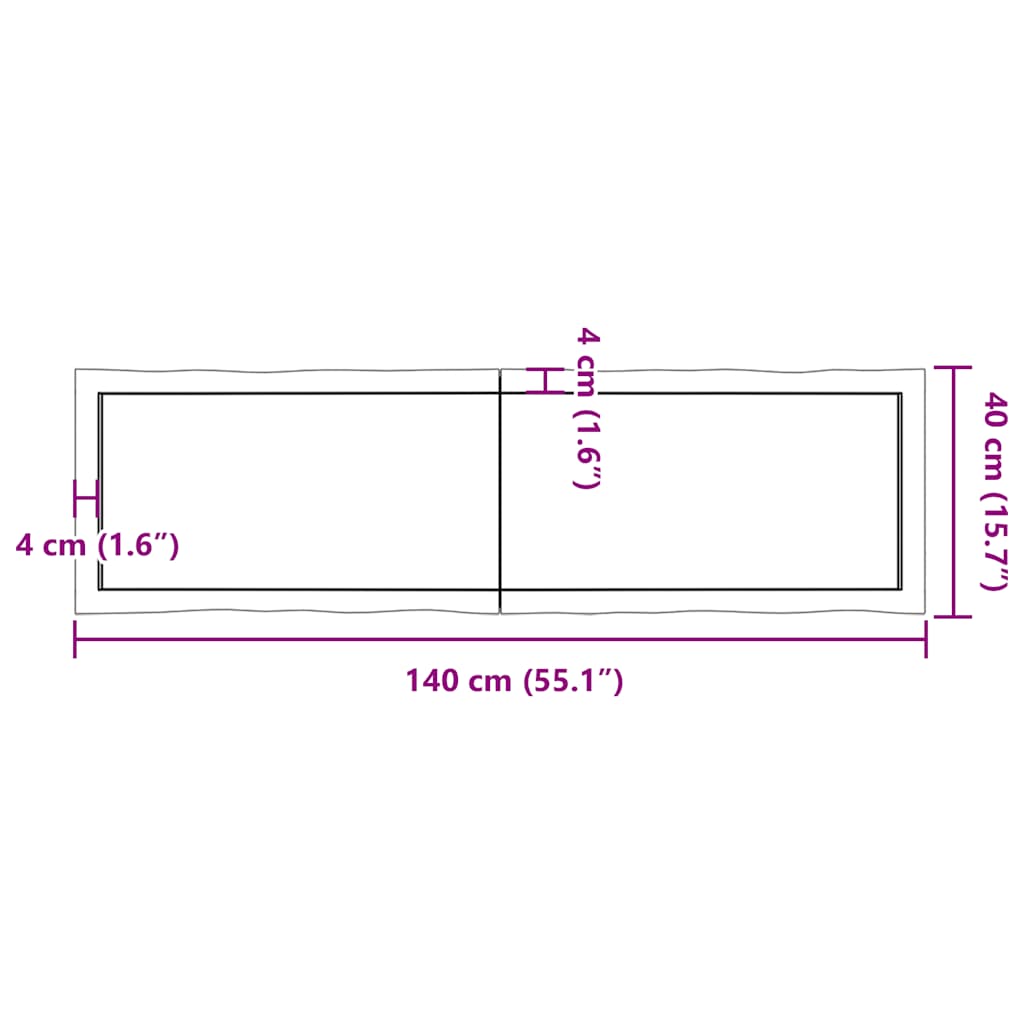 Live Edge Solid Wood Table Top, Light Brown 140x40x(2-6)cm