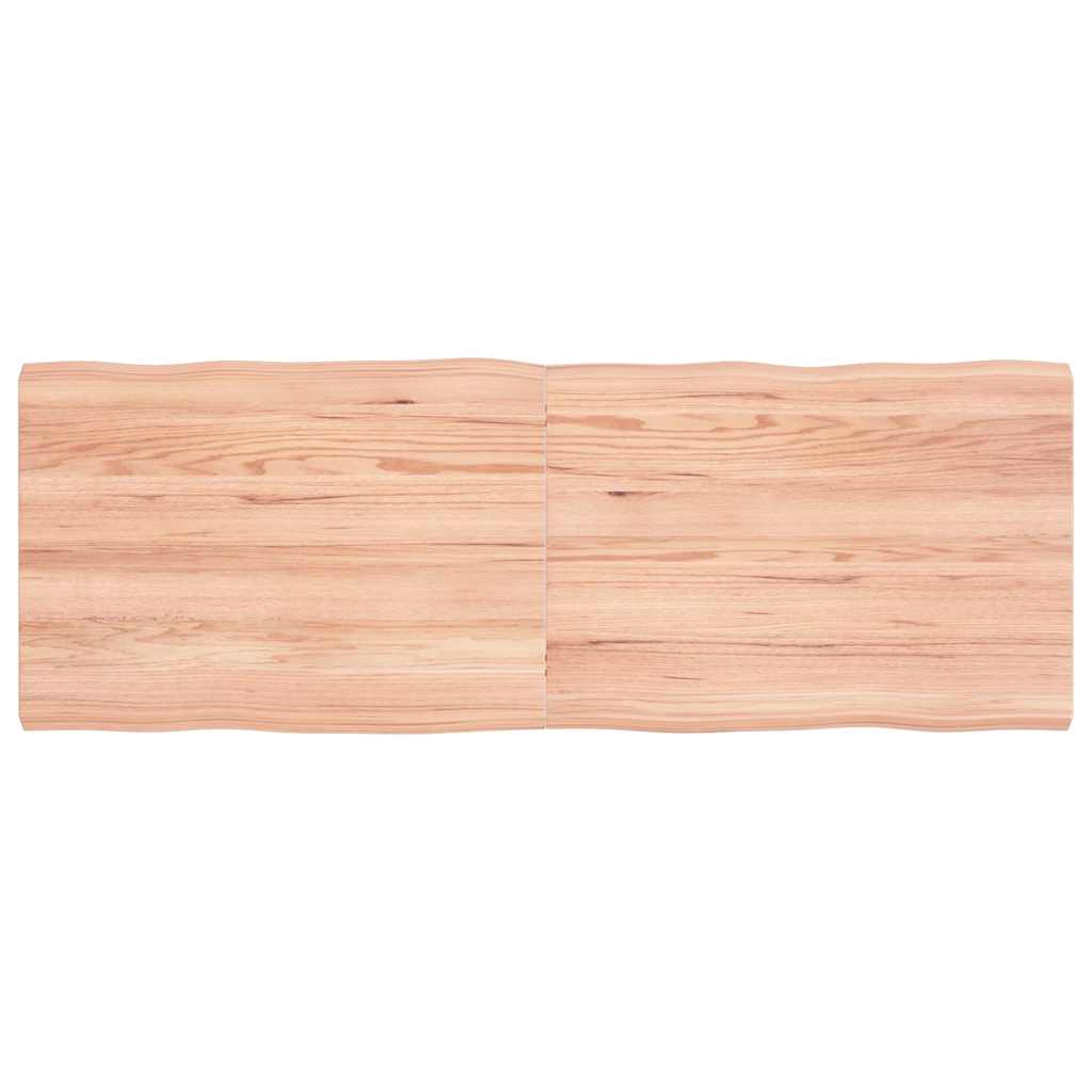 Solid Wood Live Edge Table Top, Light Brown 140x50cm, Treated