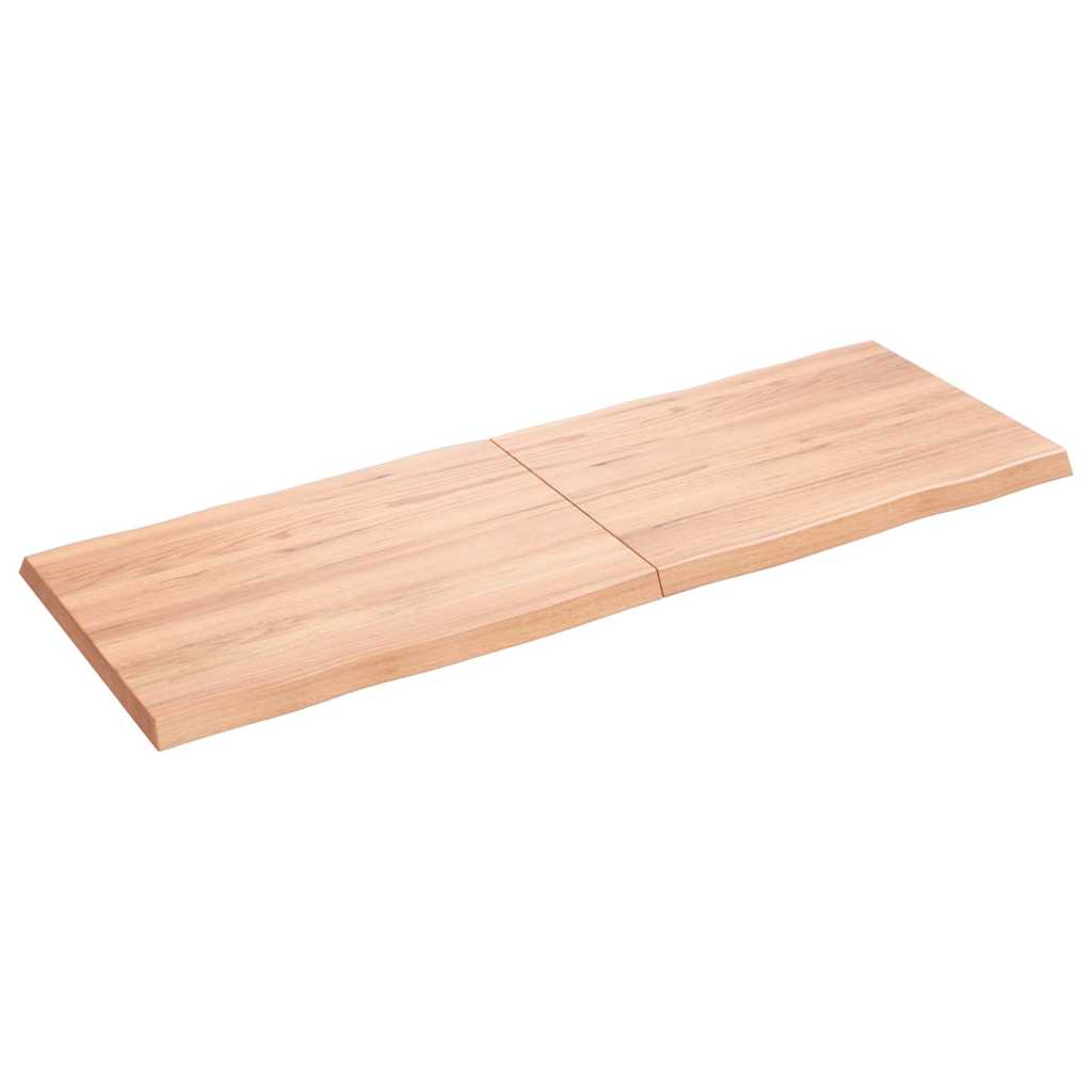 Solid Wood Live Edge Table Top, Light Brown 140x50cm, Treated
