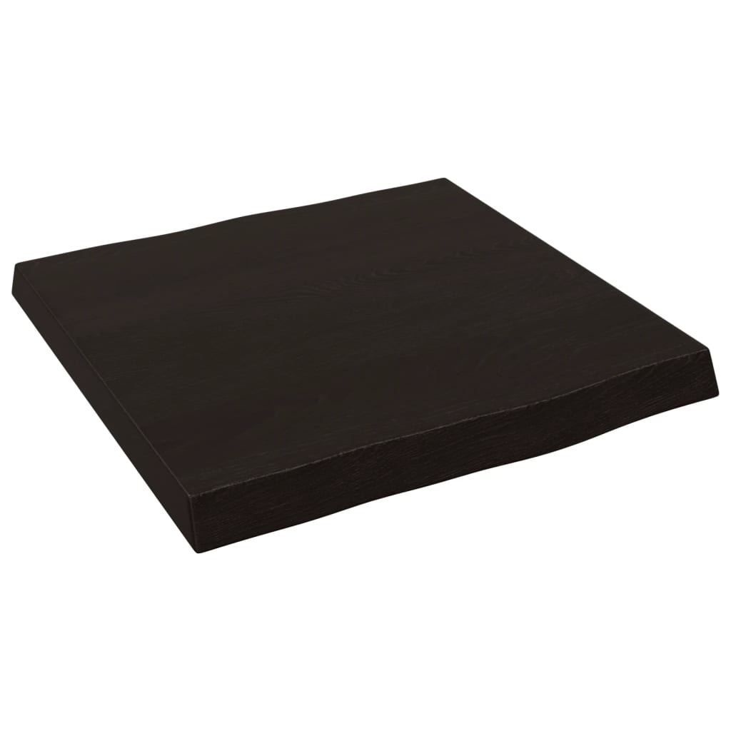 Live Edge Solid Wood Table Top, Dark Brown, 40x40x(2-4) cm