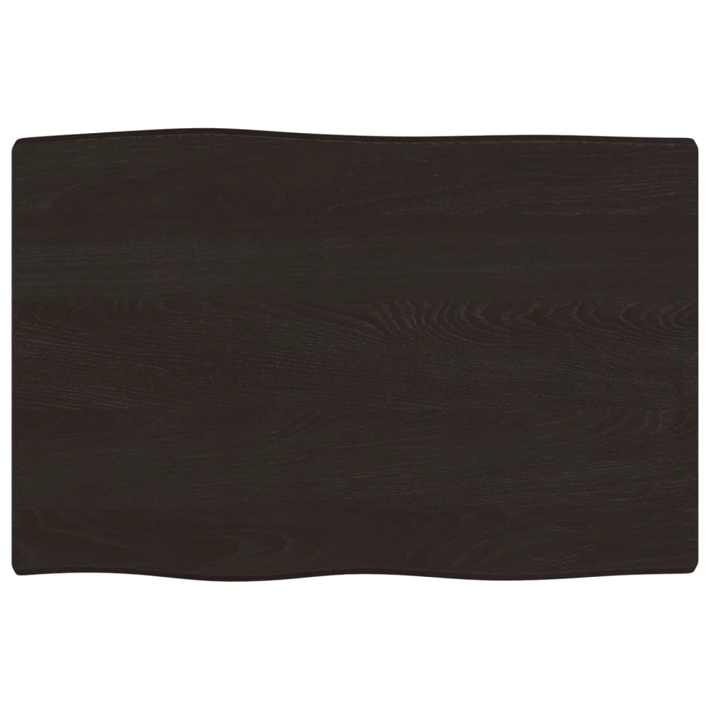 Oak Live Edge Solid Wood Table Top - Dark Brown 60x40x2 cm