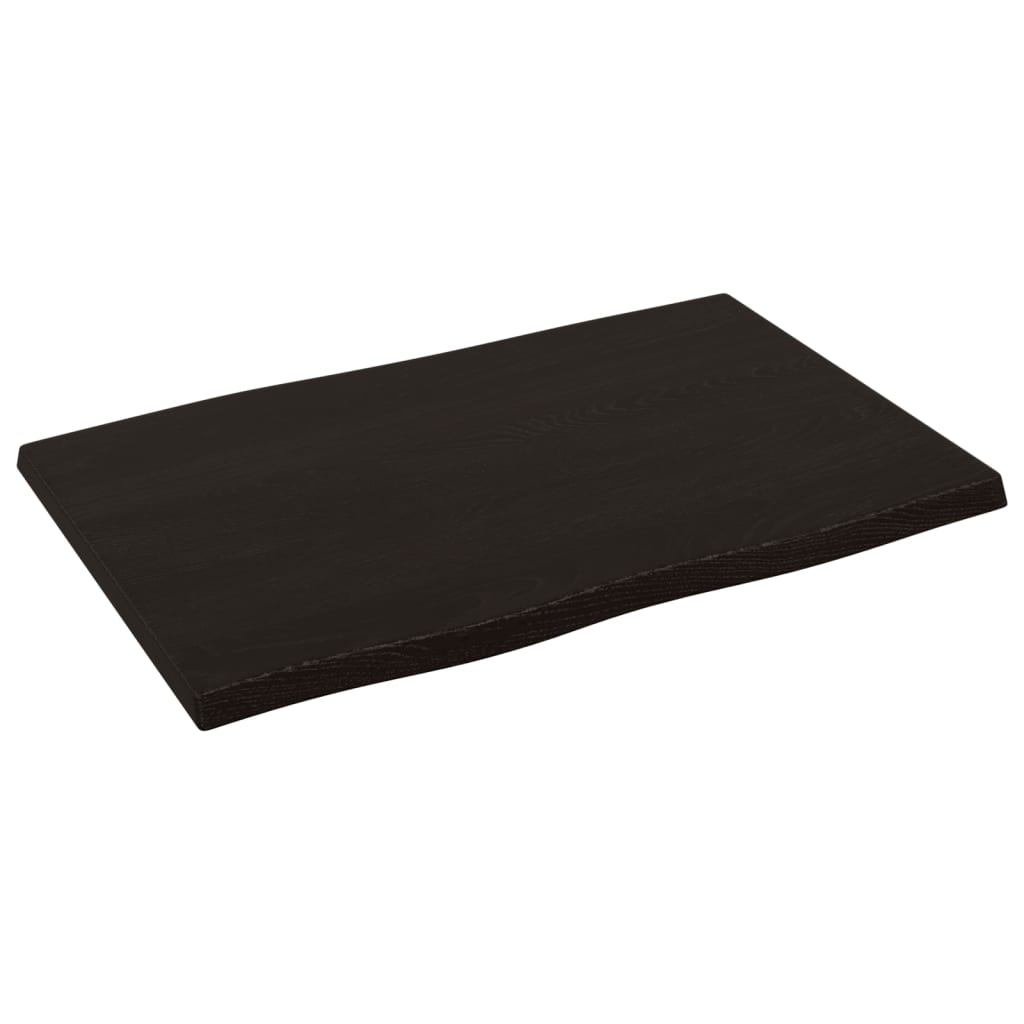 Oak Live Edge Solid Wood Table Top - Dark Brown 60x40x2 cm