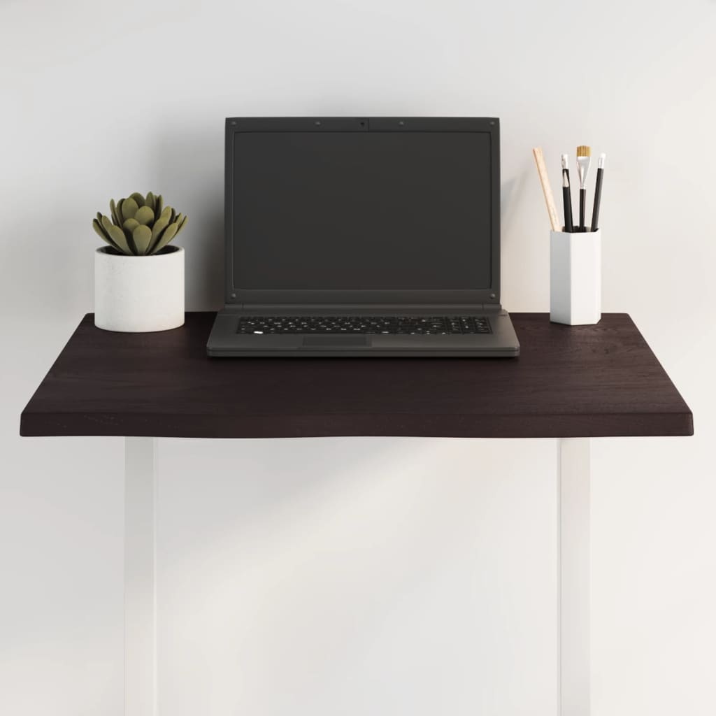 Oak Live Edge Solid Wood Table Top - Dark Brown 60x40x2 cm