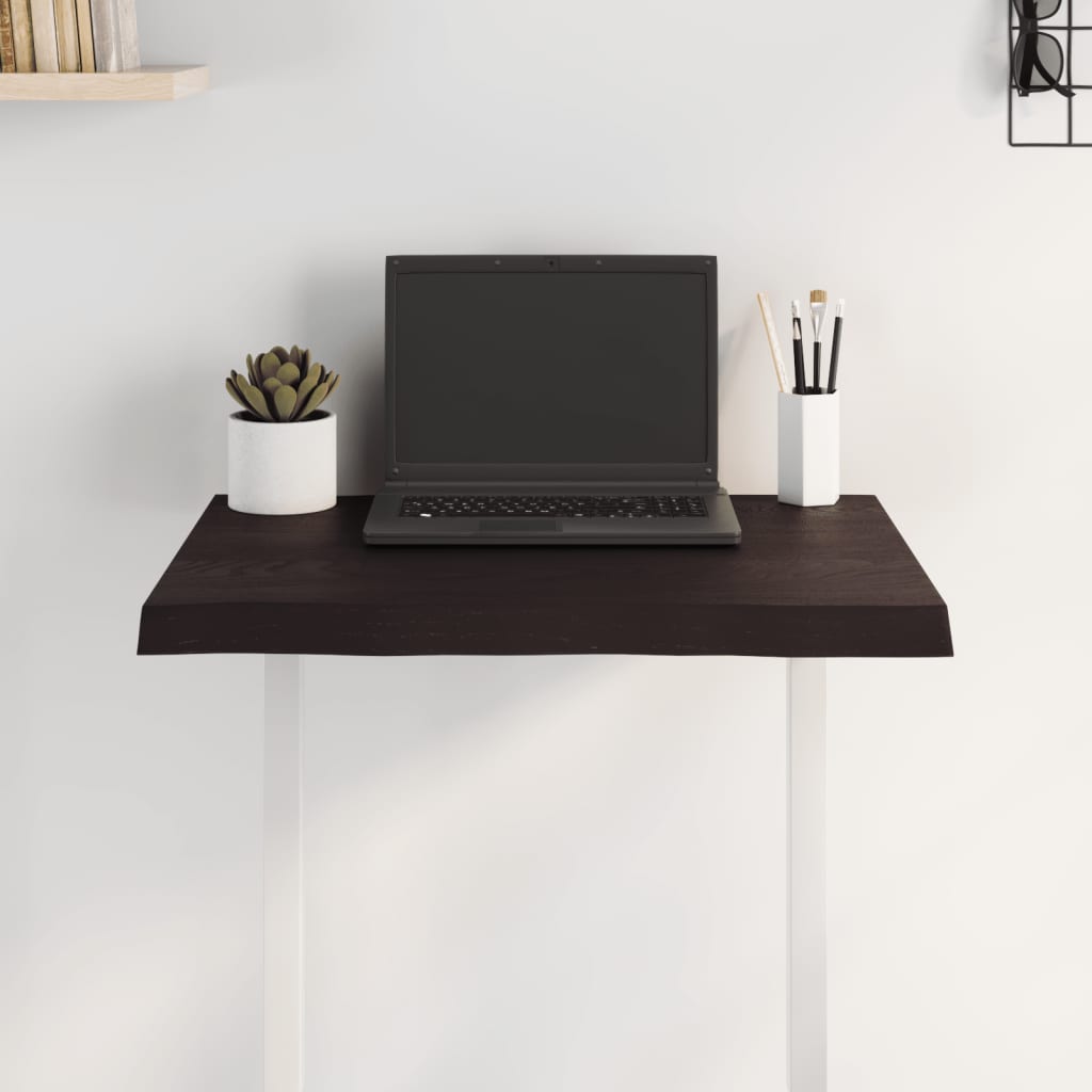 Live Edge Dark Brown Solid Wood Table Top 60x40x2-4 cm