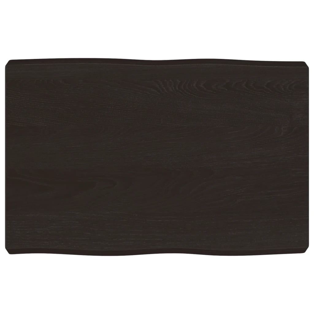 Solid Wood Live Edge Table Top, Dark Brown, 60x40x(2-6) cm