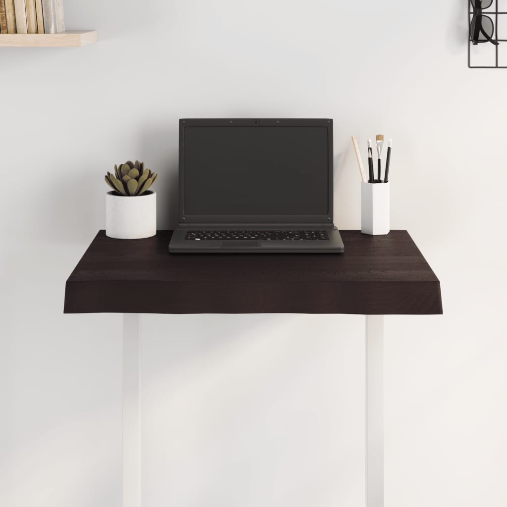 Solid Wood Live Edge Table Top, Dark Brown, 60x40x(2-6) cm