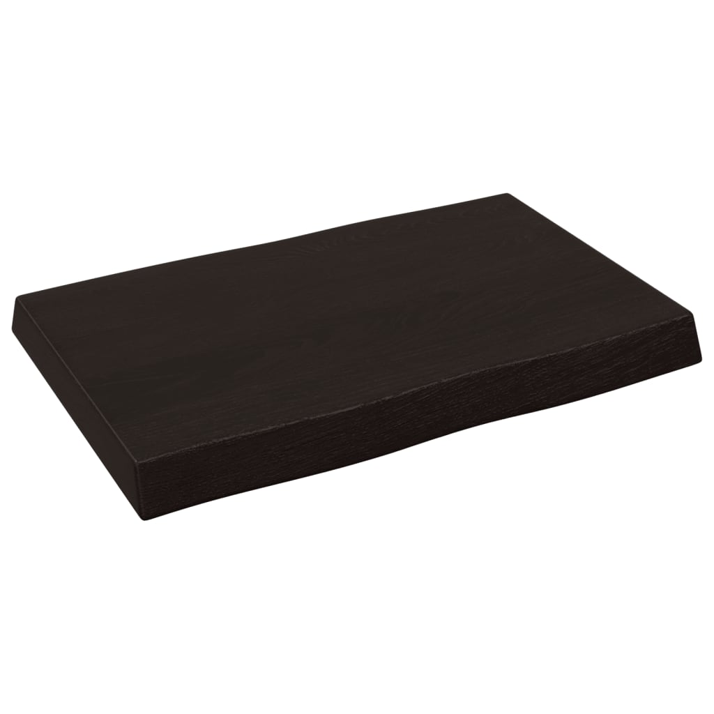 Solid Wood Live Edge Table Top, Dark Brown, 60x40x(2-6) cm
