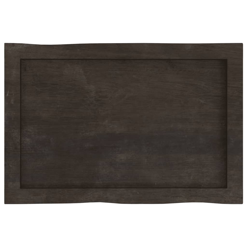 Solid Wood Live Edge Table Top, Dark Brown, 60x40x(2-6) cm