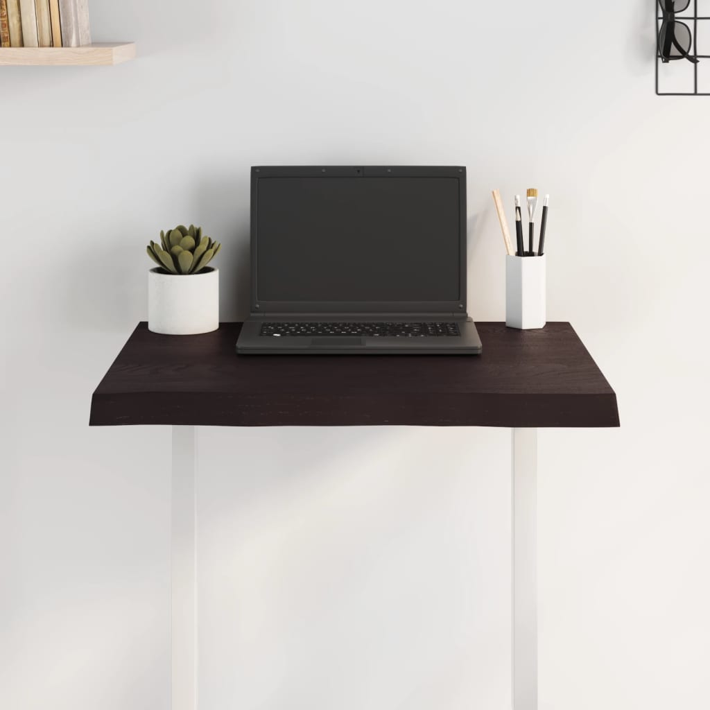 Live Edge Dark Brown Solid Wood Table Top 60x50 cm