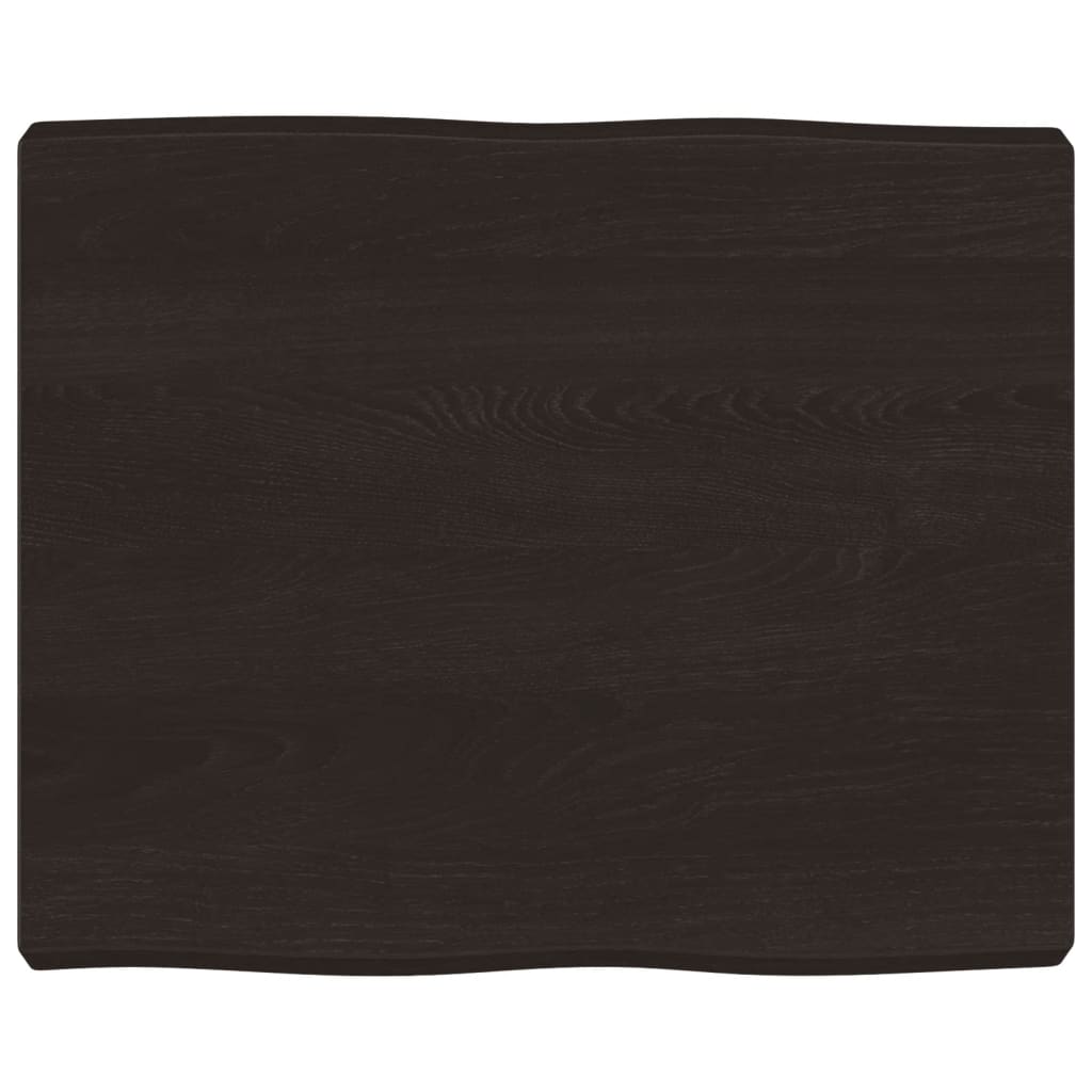 Live Edge Solid Wood Table Top, Dark Brown, 60x50 cm, Adjustable Thickness
