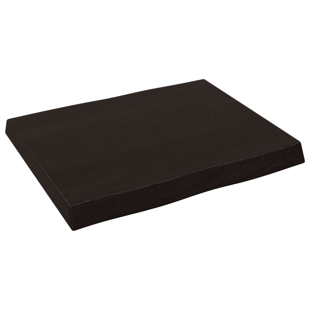 Live Edge Solid Wood Table Top, Dark Brown, 60x50 cm, Adjustable Thickness