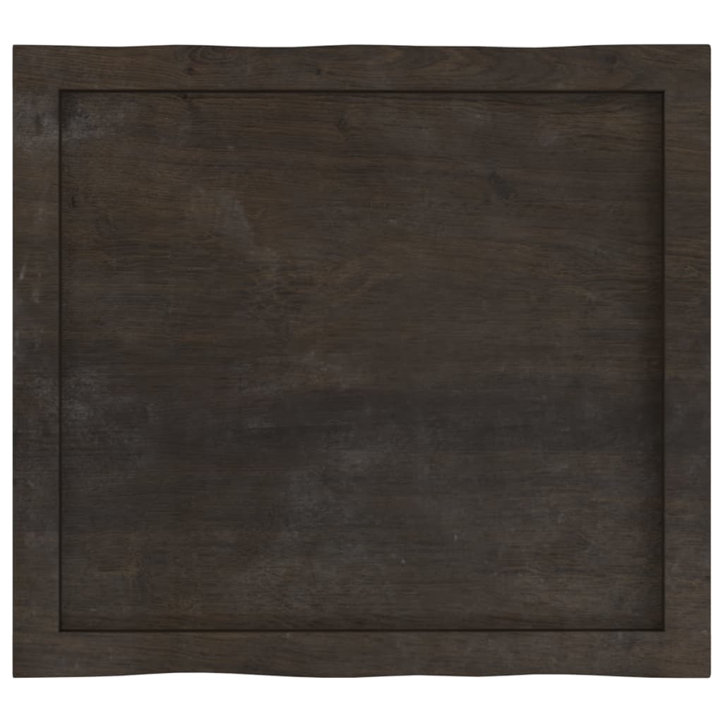 Live Edge Solid Wood Table Top, Dark Brown, 60x50 cm, Adjustable Thickness