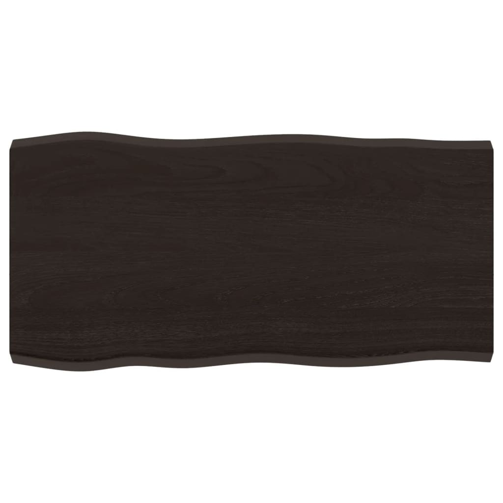 Live Edge Dark Brown Solid Wood Tabletop 80x40cm Adjustable Height