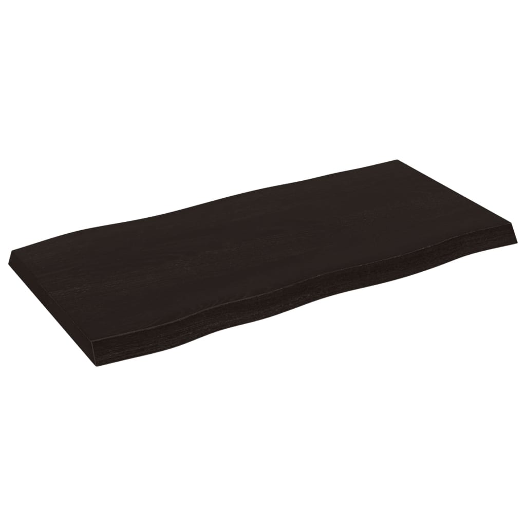 Live Edge Dark Brown Solid Wood Tabletop 80x40cm Adjustable Height