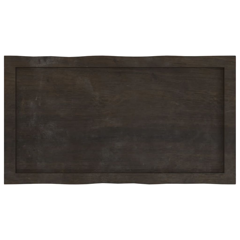 Live Edge Dark Brown Solid Wood Tabletop 80x40cm Adjustable Height