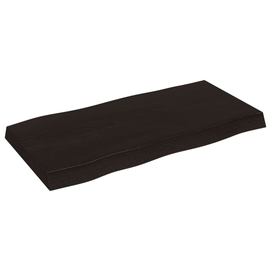 Live Edge Solid Wood Table Top, Dark Brown, 80x40cm, 2-6cm Thick