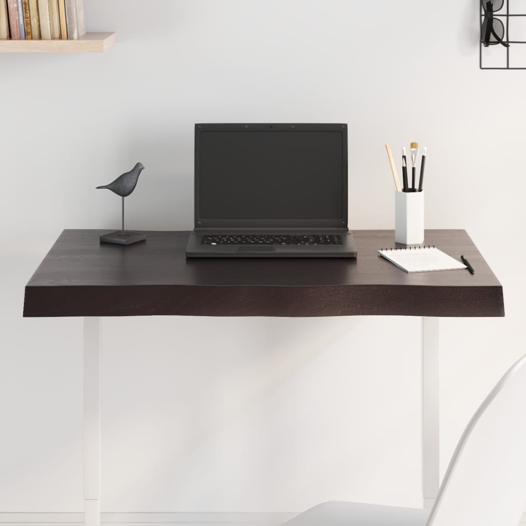 Live Edge Solid Wood Table Top, Dark Brown, 80x40cm, 2-6cm Thick