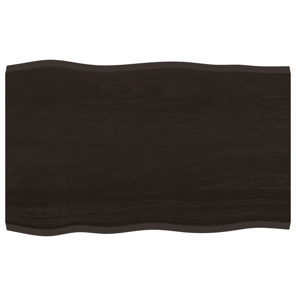 Live Edge Oak Table Top - Dark Brown, 80x50x2 cm, Solid Wood
