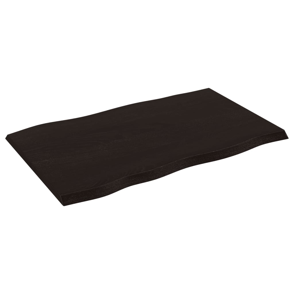 Live Edge Oak Table Top - Dark Brown, 80x50x2 cm, Solid Wood