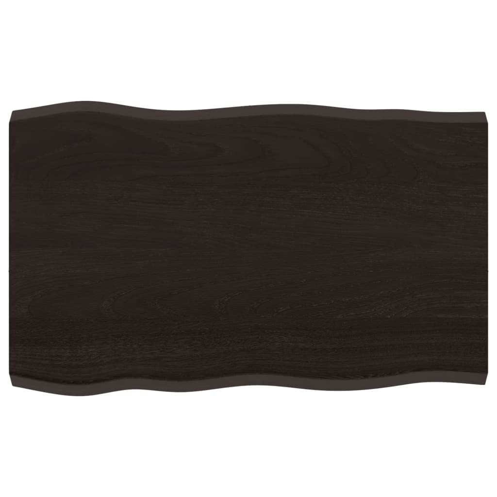 Live Edge Solid Wood Table Top, Dark Brown 80x50 cm, Treated