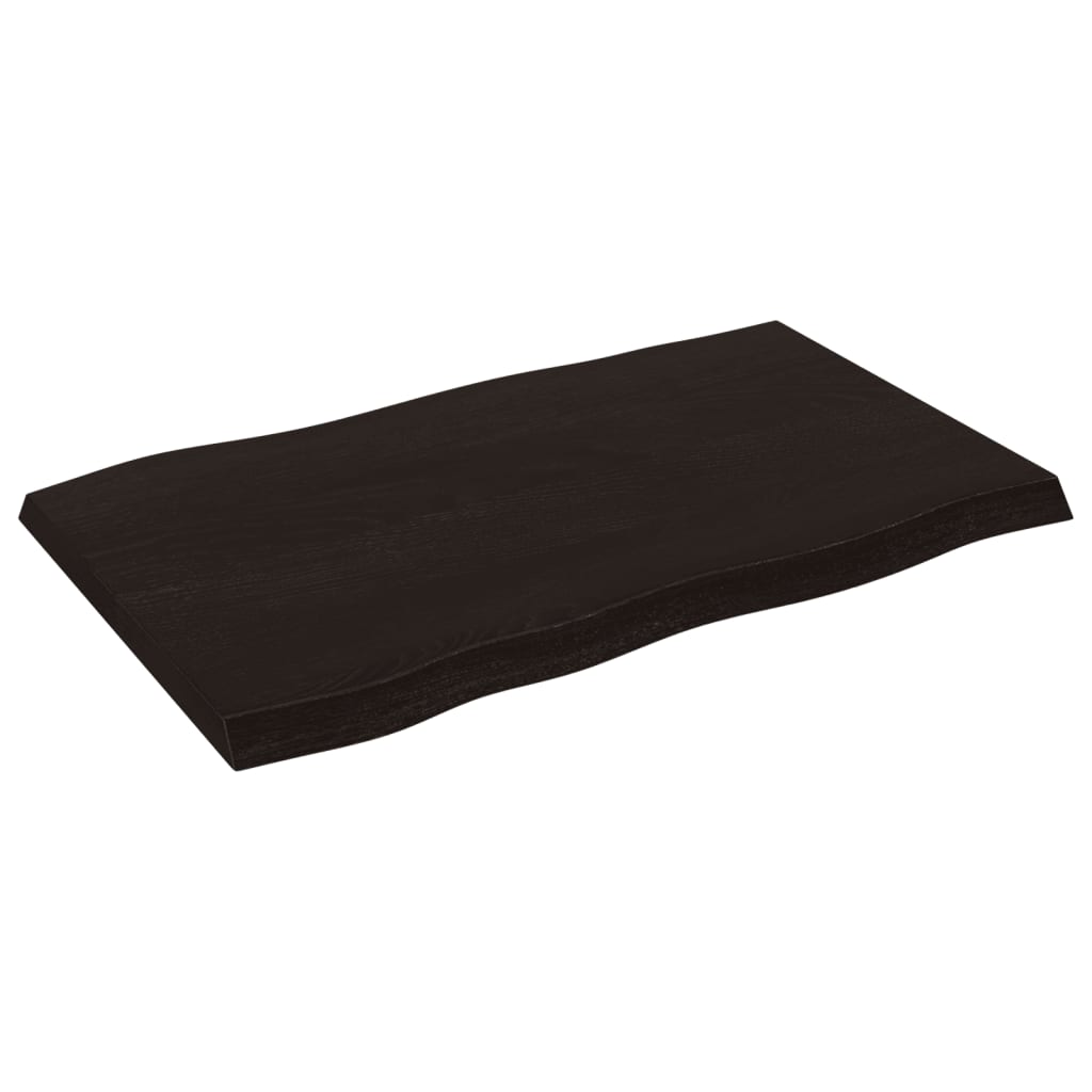 Live Edge Solid Wood Table Top, Dark Brown 80x50 cm, Treated