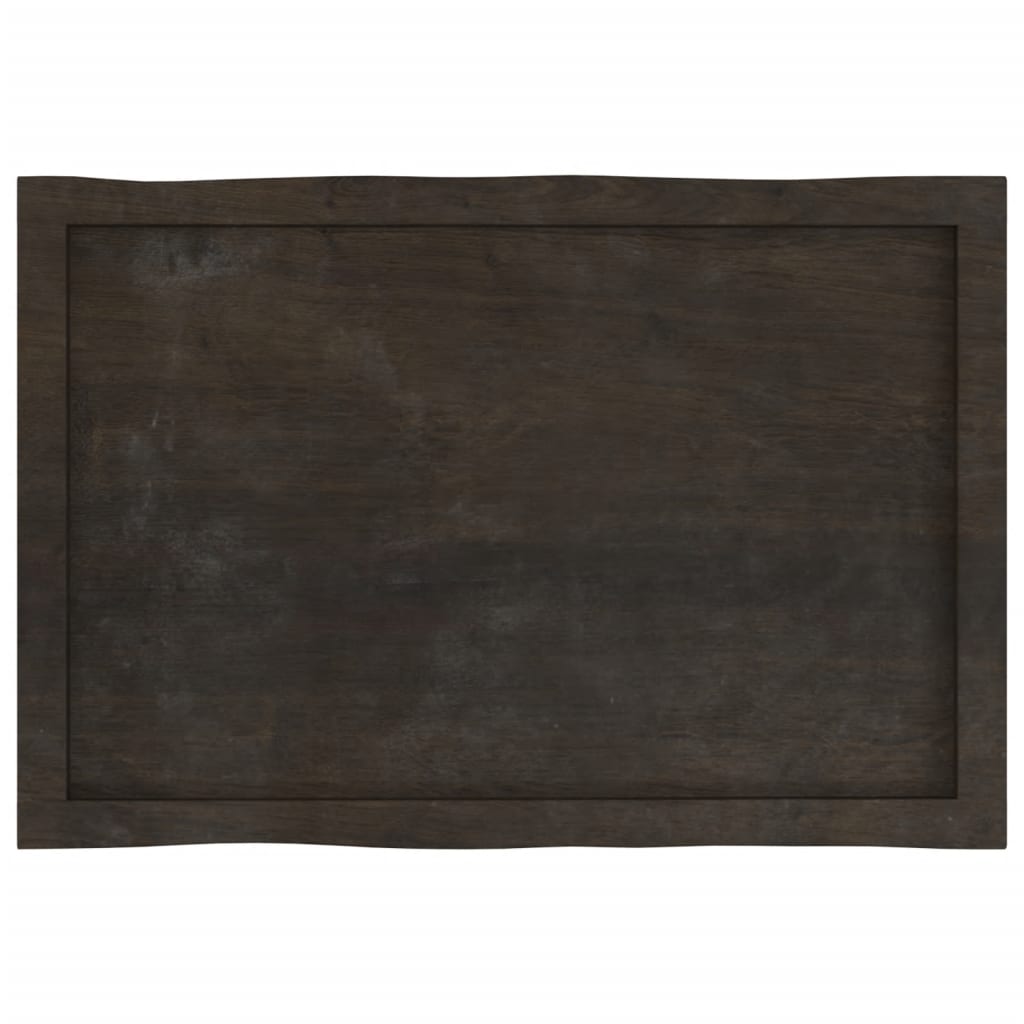 Live Edge Solid Wood Table Top, Dark Brown 80x50 cm, Treated