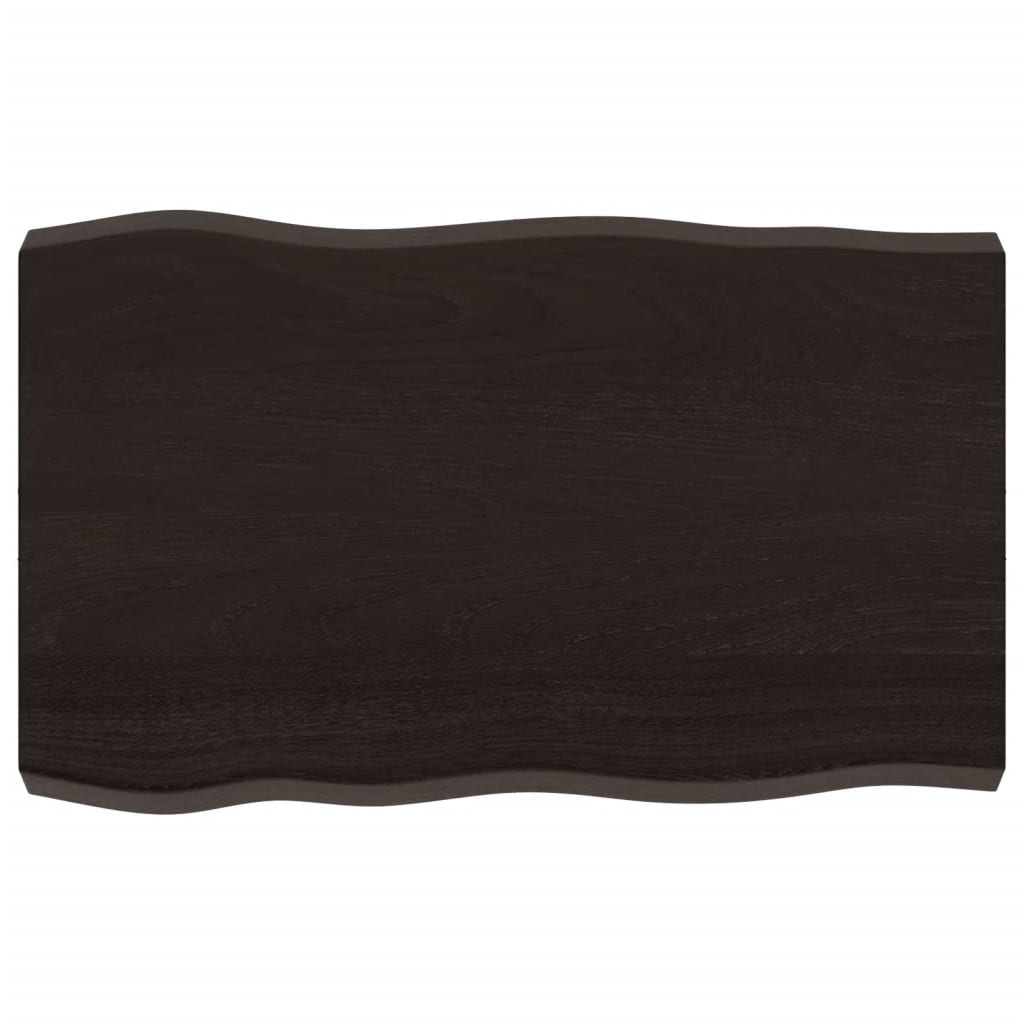 Live Edge Dark Brown Solid Wood Table Top 80x50 cm