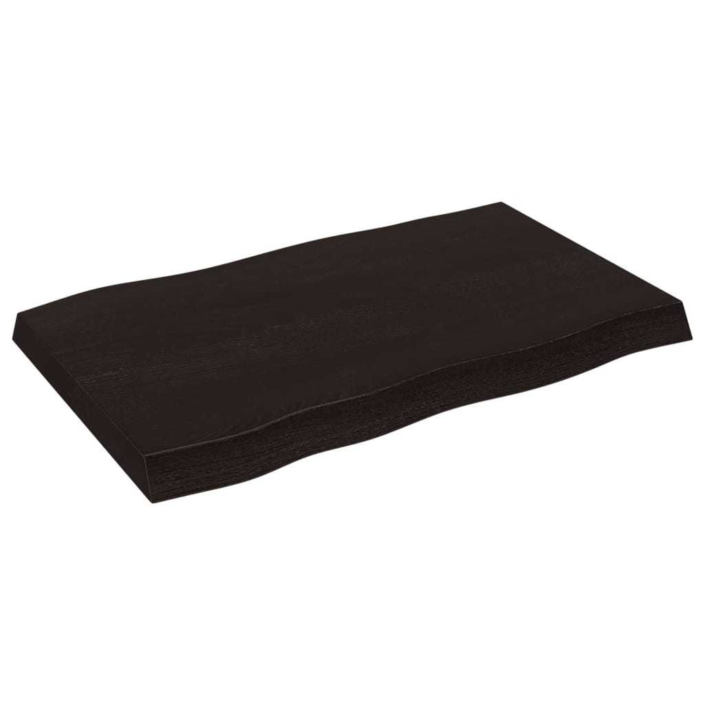 Live Edge Dark Brown Solid Wood Table Top 80x50 cm