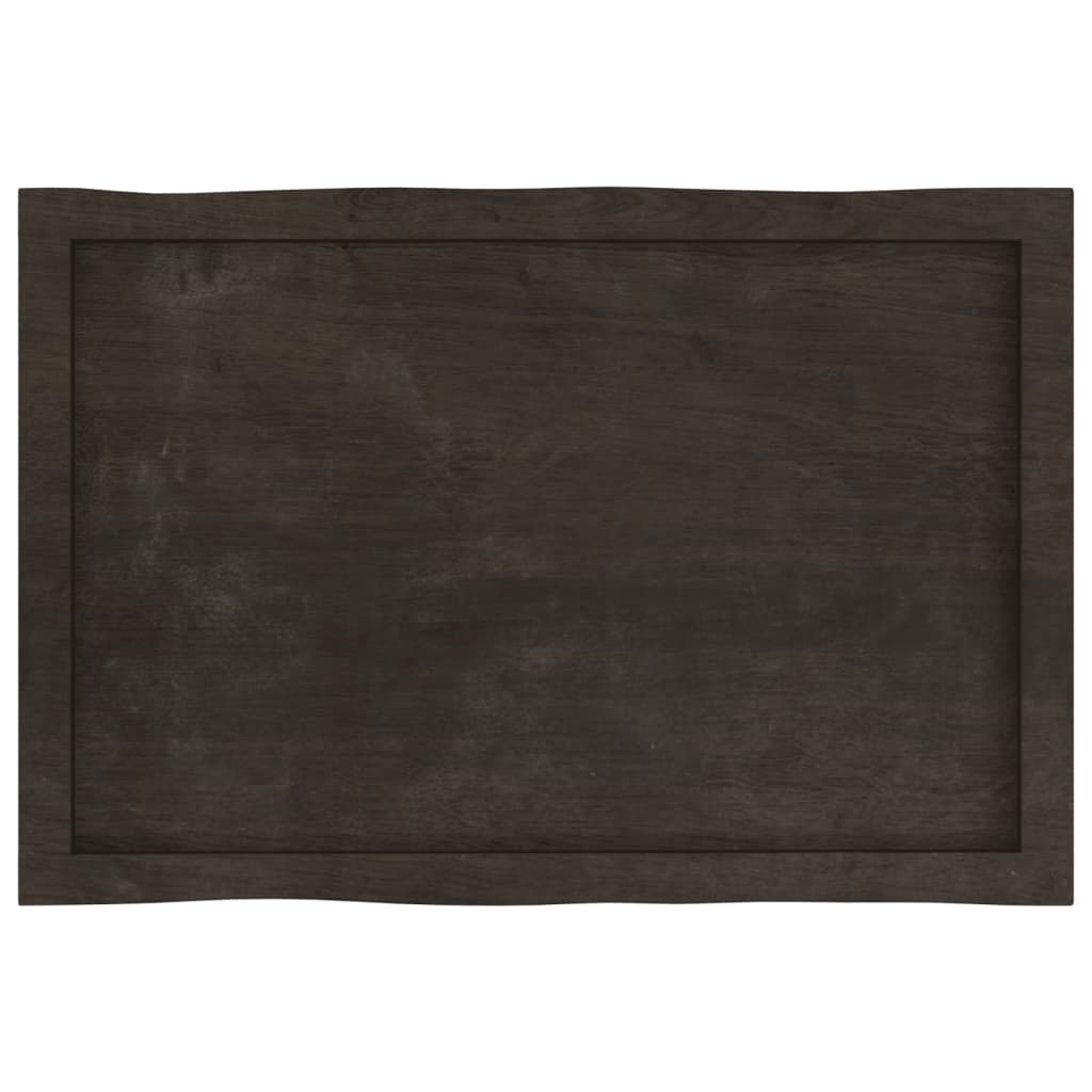 Live Edge Dark Brown Solid Wood Table Top 80x50 cm