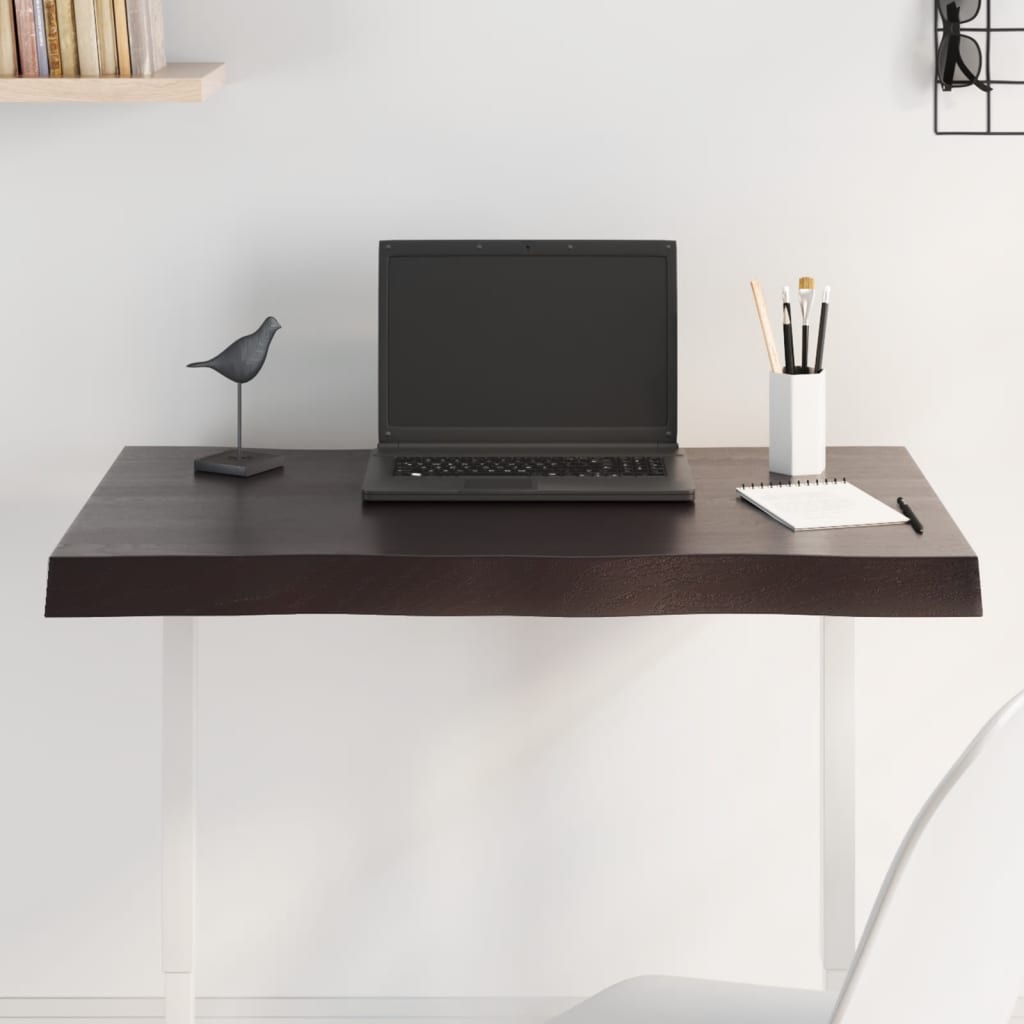 Live Edge Dark Brown Solid Wood Table Top 80x50 cm