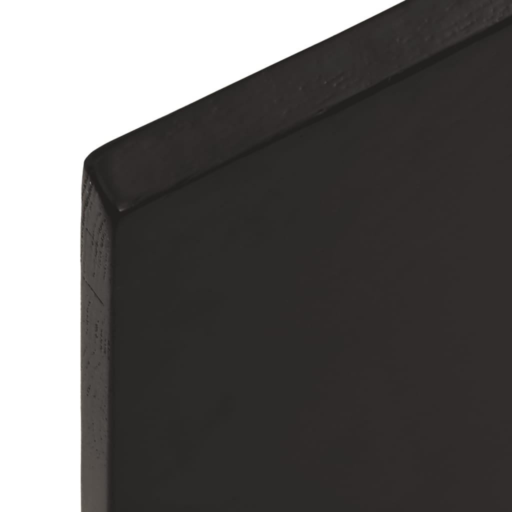 Solid Oak Live Edge Table Top, Dark Brown, 80x60 cm