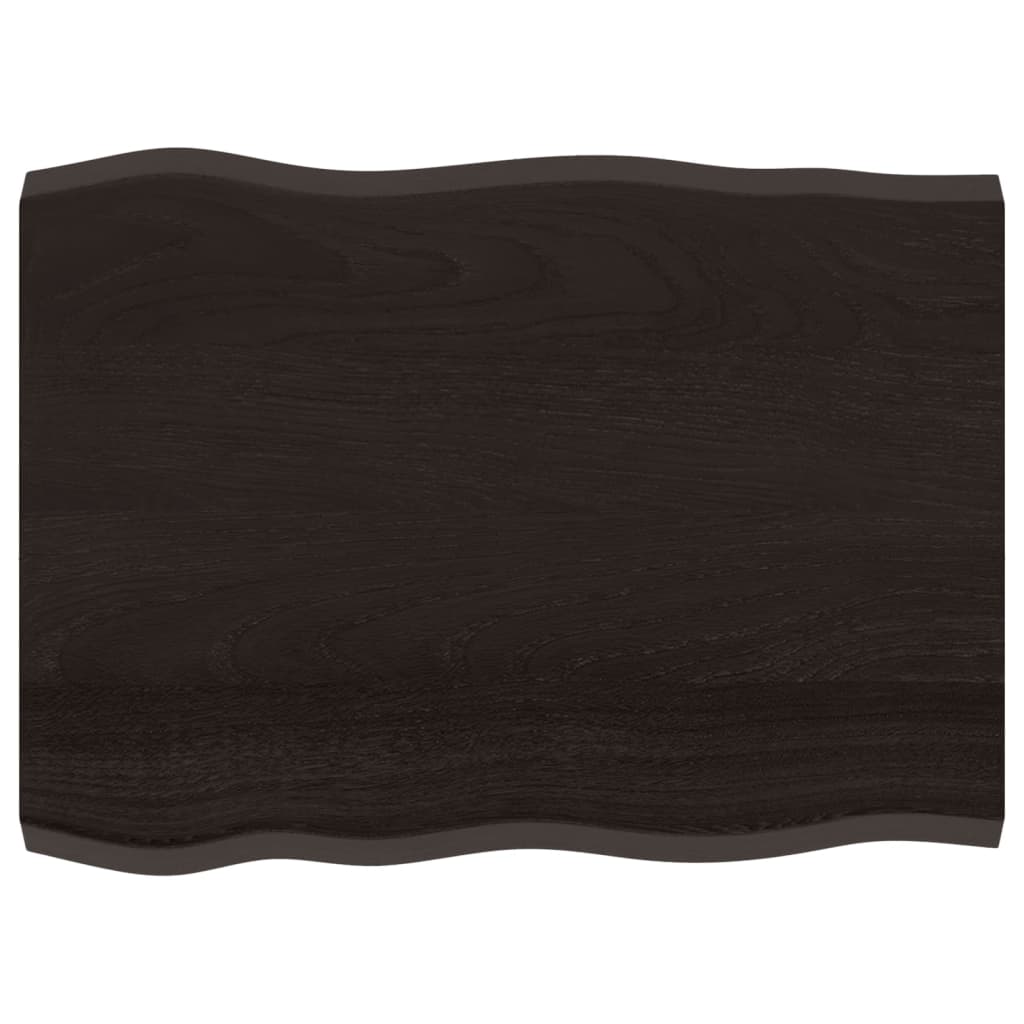 Solid Wood Live Edge Table Top, Dark Brown, 80x60 cm, Adjustable Thickness